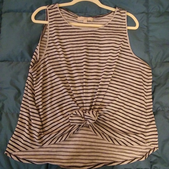 LOFT Tops - LOFT gray and navy striped tank top